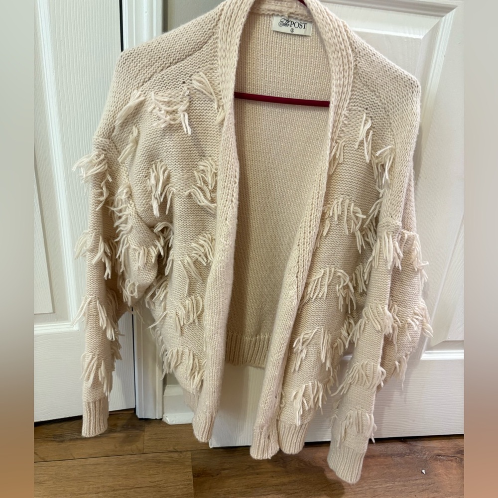 Fringe Detail Cream Sweater